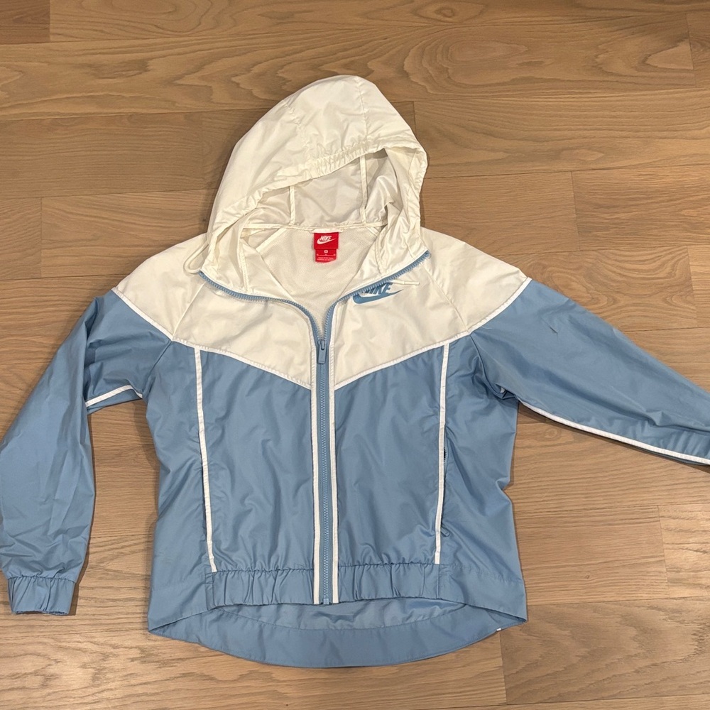 Nike Light Blue and White Windbreaker
